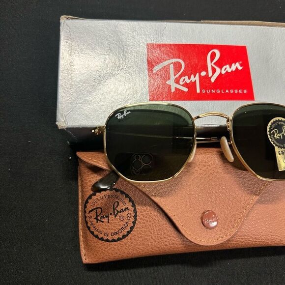 New Ray-Ban 3548 Hexagonal Flat G-15 Green Lenses Gold - Picture 2 of 7